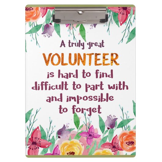 Vrijwilliger bedankt vrijwilliger klembord (Voorkant)