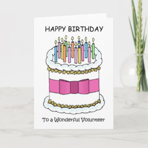 Vrijwilliger Happy Birthday Cake met kaarsen Kaart