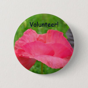 Vrijwilliger! knoppen Roze Klaprozen Bloemen Ronde Button 5,7 Cm