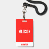 Vrijwilliger Naam All Access Pass Event Rood Wit I Badge (Voorkant met koord)