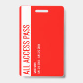 Vrijwilliger Naam All Access Pass Event Rood Wit I Badge (Achterkant)