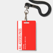 Vrijwilliger Naam All Access Pass Event Rood Wit I Badge (Achterkant met koord)