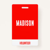 Vrijwilliger Naam All Access Pass Event Rood Wit I Badge (Voorkant)