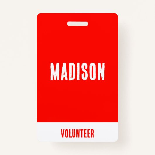Vrijwilliger Naam All Access Pass Event Rood Wit I Badge (Voorkant)