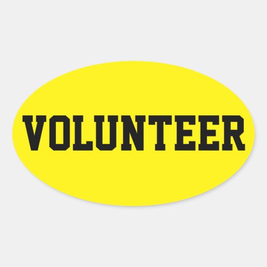 Vrijwilliger Zwart en Geel ID Event Badge Ovale Sticker (Voorkant)