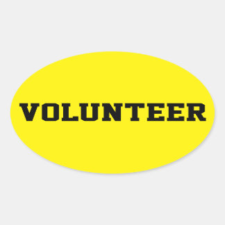 Vrijwilliger Zwart en Geel ID Event Badge Ovale Sticker