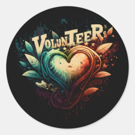 Vrijwilligers hart ronde sticker