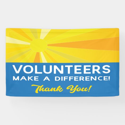 Vrijwilligers maken een verschil Dank u met Sun Spandoek (Horizontaal)