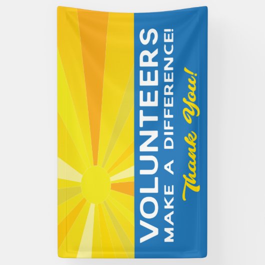 Vrijwilligers maken een verschil Dank u met Sun Spandoek (Verticaal)