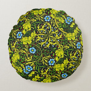  vroeg 20e eeuws patroon blauw groen goud rond kussen