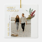 Vroeg of laat trouwen met Kerstmis, behalve datum Keramisch Ornament (Achterkant)