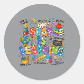 Vroeg onderwijs spelen is leren Pre-K leraar terug Ronde Sticker