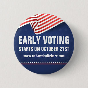 Vroeg Stemmen 2026 Tussenverkiezing Amerikaanse Vl Ronde Button 5,7 Cm