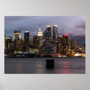 Vroege avond panoramisch uitzicht van Manhattan Poster