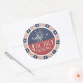 Vroege dag van onafhankelijkheid vierde juli vuurw ronde sticker (Envelop)