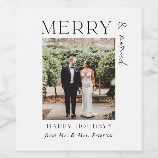 Vroege en gehuwde Pas getrouwd kerstbruiloft Wijn Etiket (Enkel label)