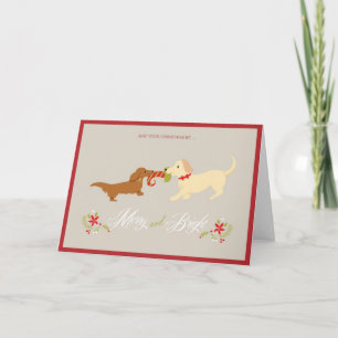 Vroege en heldere Doxie-kerstkaart Feestdagen Kaart