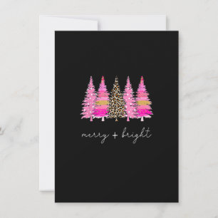 Vroege en heldere luipaard roze kerstbomen kaart