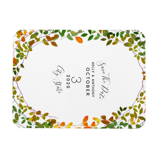 Vroege herfst botanische bruiloft sparen de datum magneet (Horizontaal)