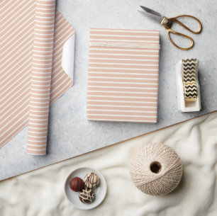 Vroege Herfst Verfijnde Strepen Warm Abrikoos ll Cadeaupapier