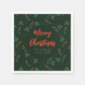 Vroege Kerst Gepersonaliseerde Groene Mistletoe Pa Servet (Voorkant)