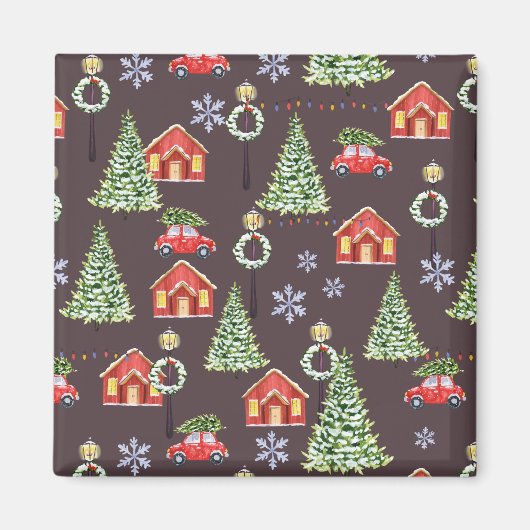 Vroege kerst met feestelijke feestdagen magneet (Voorkant)