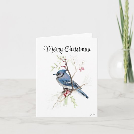 Vroege kerstblauwe Jay Holiday Card Kaart (Voorkant)