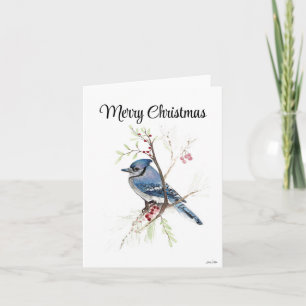 Vroege kerstblauwe Jay Holiday Card Kaart