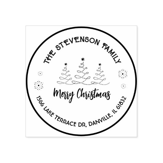 Vroege kerstbomen 	rubberstempel (Afrduk)