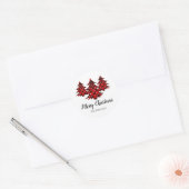 Vroege kerstbomen Rustic Red Pset op maat Ronde Sticker (Envelop)