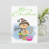 Vroege kerstcadeauillustratie feestdag Kaart (Staand voorkant)