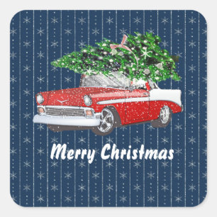 Vroege kerstcadeaustickers vierkante sticker