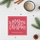 Vroege kerstdag Rood Modern Script Holiday Servet