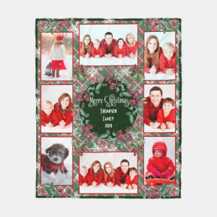 Vroege kerstfamilie Foto Collage Sjabloon  Fleece Deken