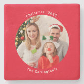 Vroege kerstfeestdag Foto aanpassen Keepomwille Stenen Onderzetter (Voorkant)