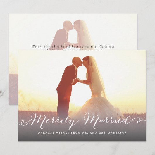 Vroege kerstfeestdag foto van gewoon gehuwd script kaart (Voorkant / Achterkant)