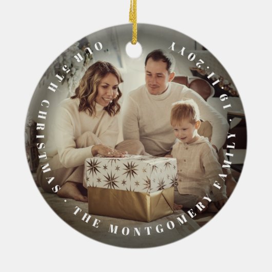 Vroege kerstfeestdag met gouden kunst Deco Lijst Keramisch Ornament (Achterkant)