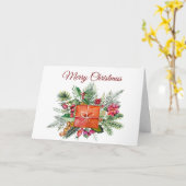 Vroege kerstfeestdag Waterverf Collage Kaart (Gele Bloem)