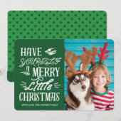 Vroege kerstfeestelijke fotokaart (groen) aankondiging (Voorkant / Achterkant)