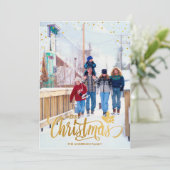 Vroege kerstfeestelijke goudserie Aangepaste fotok Feestdagenkaart (Staand voorkant)
