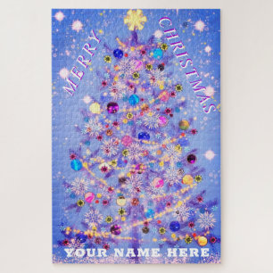 Vroege kerstfeestelijke kerstboom - Jouw naam Legpuzzel