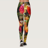 Vroege kerstfeestelijke rode gouden Mode Leggings (Achterkant)