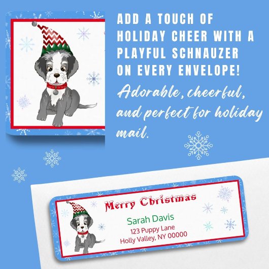 Vroege kerstfeestelijke Schnauzer Holiday Return Etiket