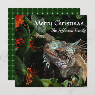 Vroege kerstfeestjes Pet Iguana-kaart