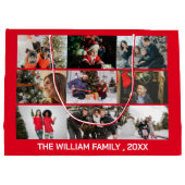 Vroege kerstfoto Collage Red Happy Holiday Groot Cadeauzakje (Achterkant)