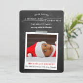 Vroege kerstfoto geboorteaankondiging feestdagenkaart (Staand voorkant)