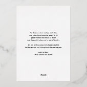 Vroege kerstfoto met modern script Red Merry Folie Feestdagenkaart (Achterkant)