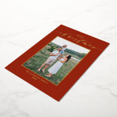 Vroege kerstfoto met modern script Red Merry Folie Feestdagenkaart (Gedraaid)