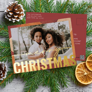 Vroege kerstfoto Moderne Abstracte Waterverf Folie Feestdagen Briefkaart