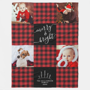 Vroege kerstfoto van Merry & Bright Red Buffalo Fleece Deken